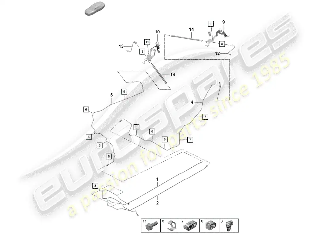 porsche 2020 (718 boxster spyder) brake line parts diagram