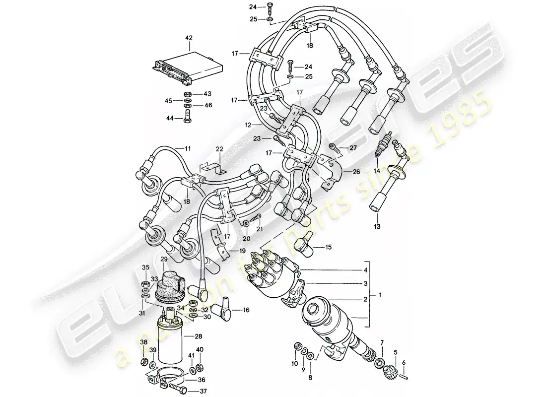 porsche 1985 (911) engine electrics 2 parts diagram