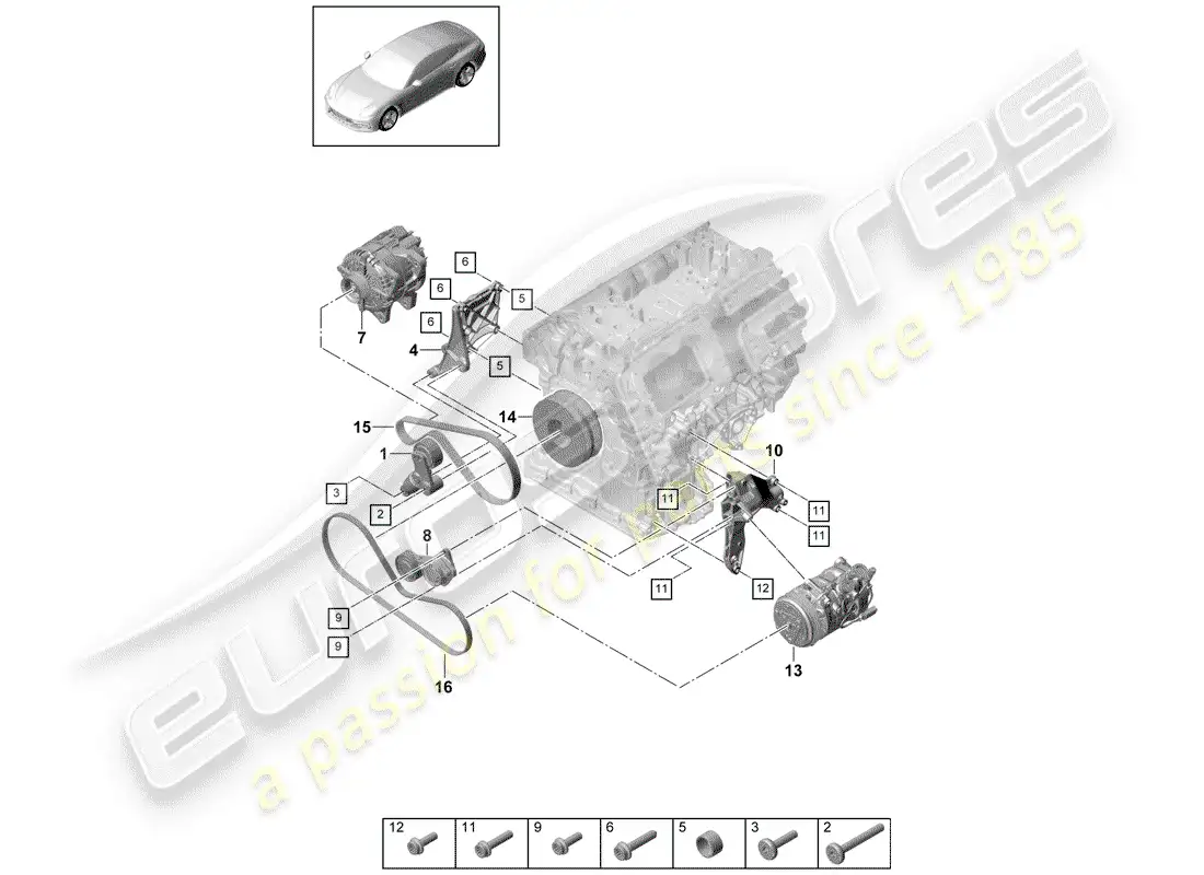 porsche 2020 (panamera 971-1) v-ribbed belt parts diagram