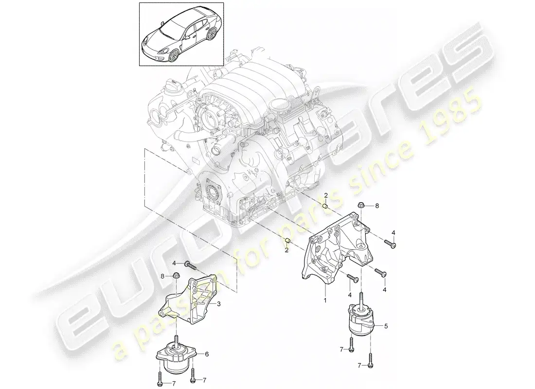 porsche 2013 (panamera 970) engine suspension parts diagram