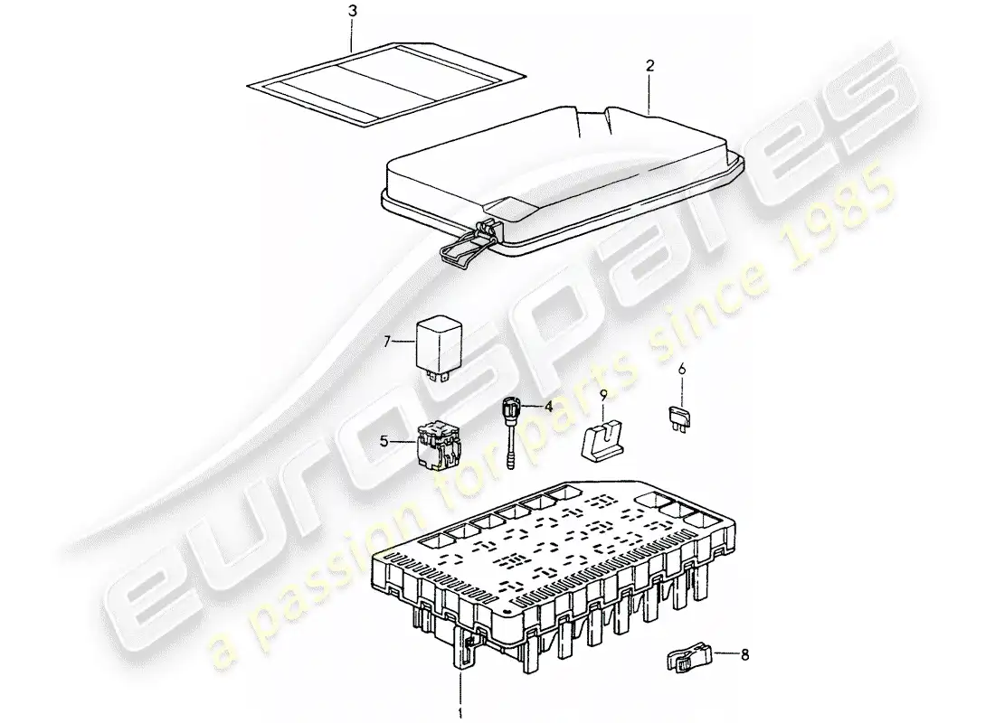 porsche 1990 (964) fuse box/relay plate parts diagram
