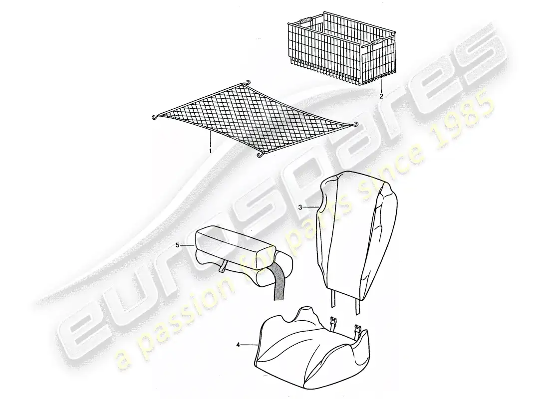 porsche 1995 (968) accessories - child seat parts diagram