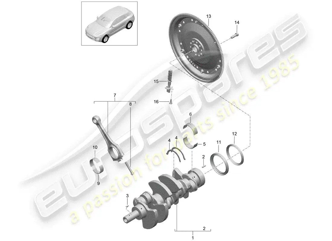 porsche 2016 (macan) crankshaft parts diagram