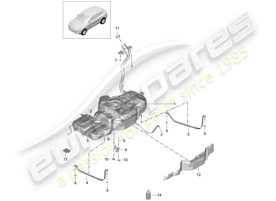 porsche 2016 (macan) fuel tank parts diagram