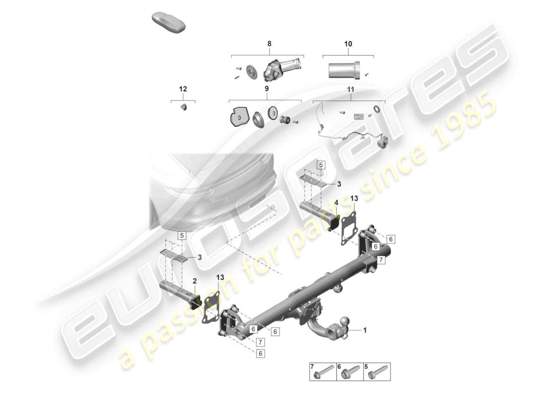 porsche 2024 (panamera 971-2) tow hitch part diagram