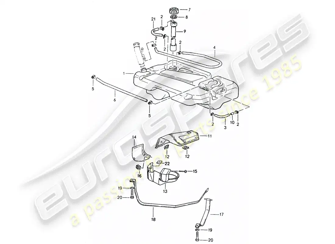 porsche 1993 (968) fuel tank parts diagram