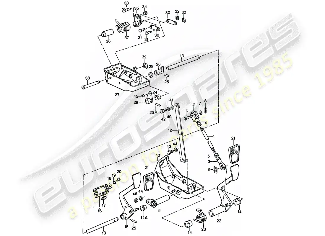 porsche 1988 (911) pedals parts diagram