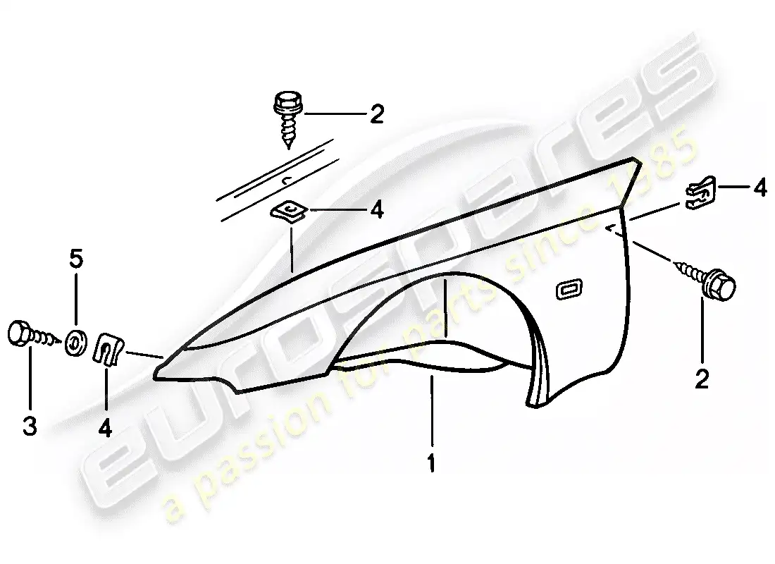 porsche 1983 (944) fender parts diagram