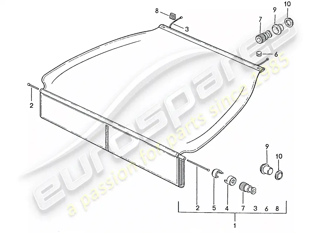 porsche 1990 (928) luggage compartment cover parts diagram