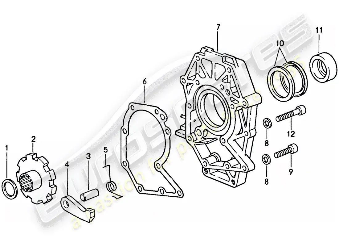 porsche 1983 (928) automatic transmission - intermediate plate - parking lock parts diagram
