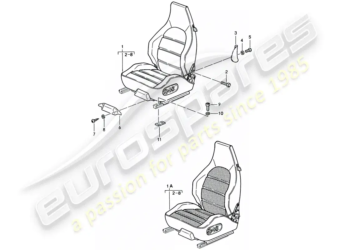 porsche 1984 (928) sports seat - electrically adjustable - d - mj 1985>> parts diagram