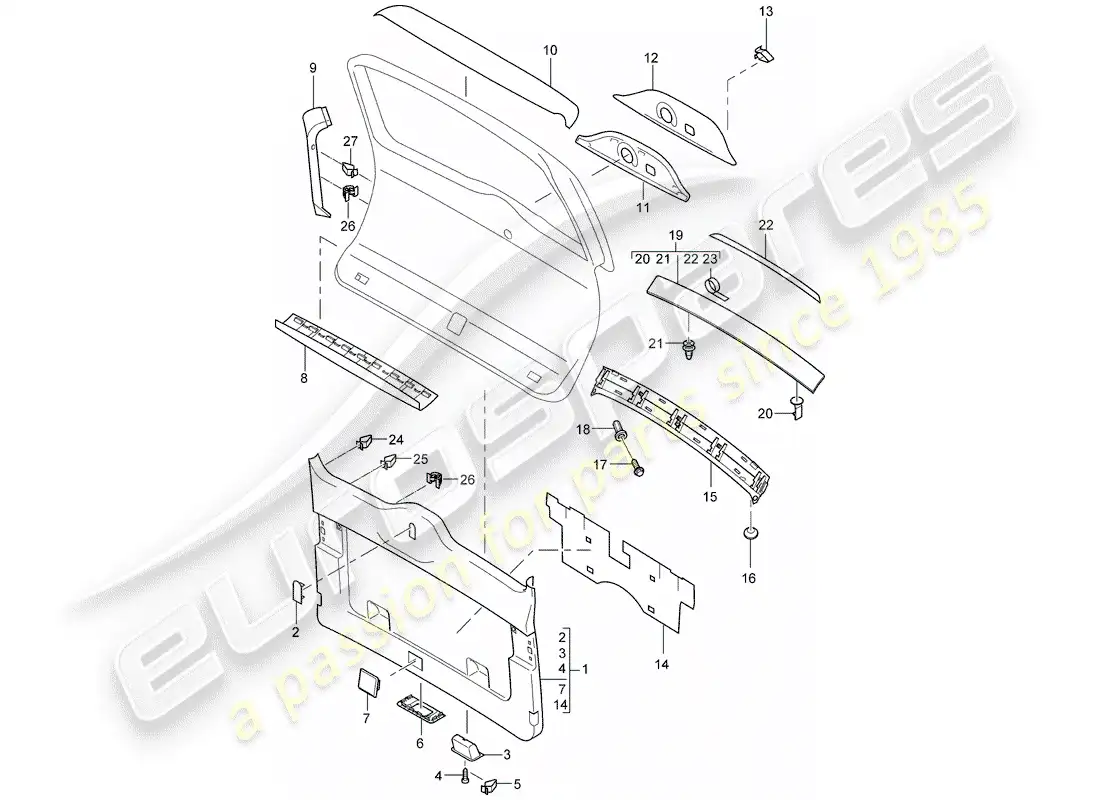porsche 2009 (cayenne e1 9pa) trims part diagram