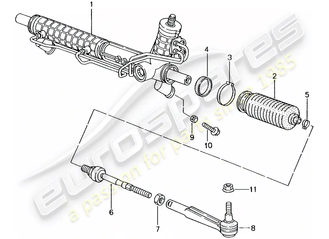 porsche 2004 (996 gt3) power steering - steering gear - steering parts parts diagram
