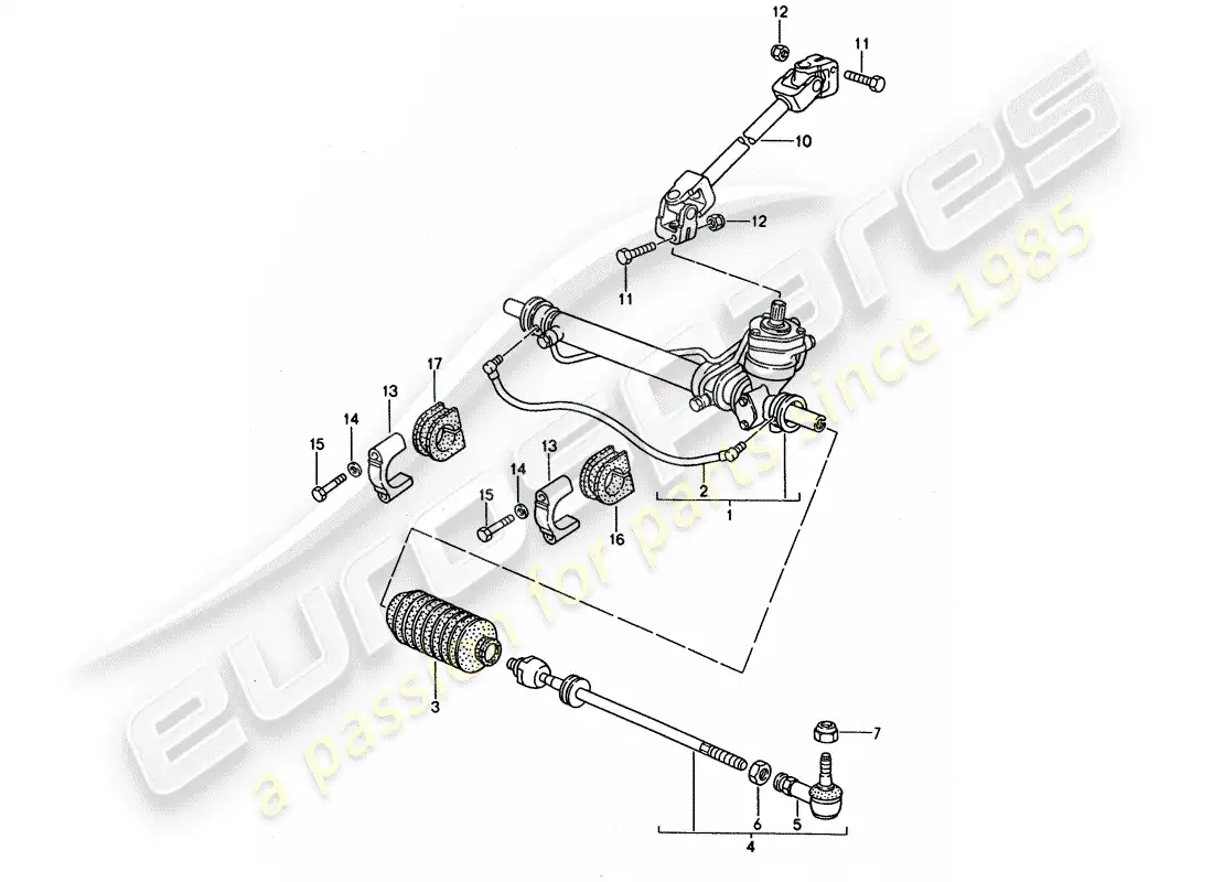 porsche 1994 (968) power steering - steering gear - steering track rod parts diagram