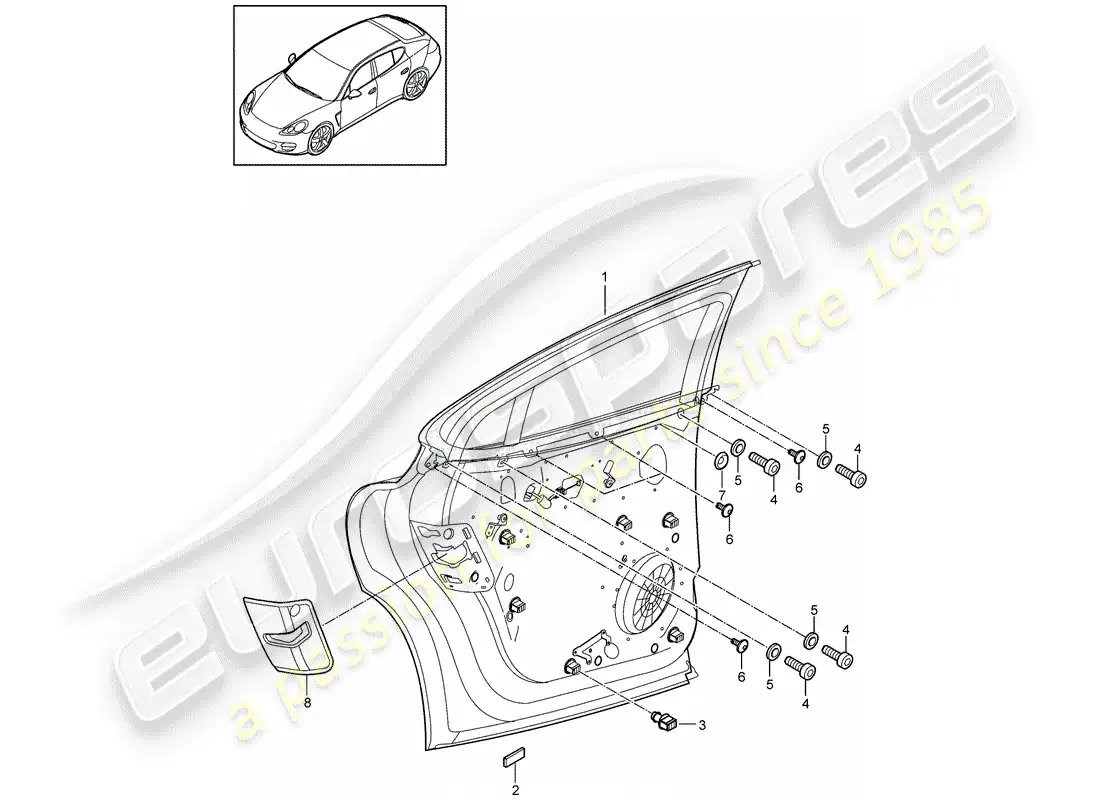 porsche 2014 (panamera 970) window regulator parts diagram
