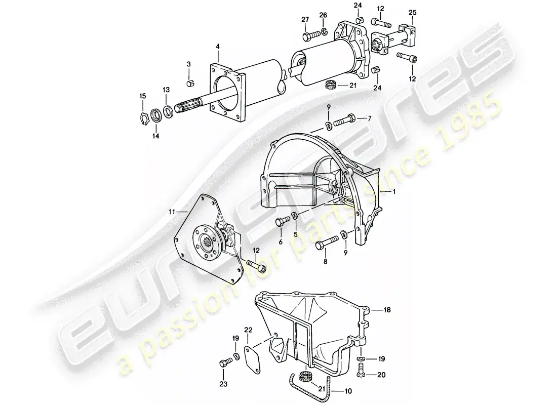 porsche 1986 (928) automatic transmission - central tube parts diagram