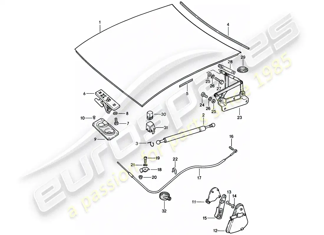 porsche 1985 (928) cover - fasteners parts diagram