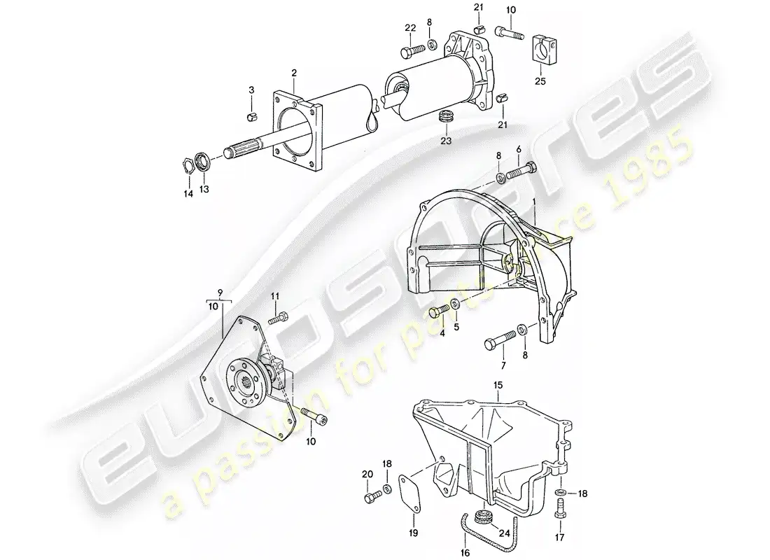 porsche 1987 (928) automatic transmission - central tube parts diagram