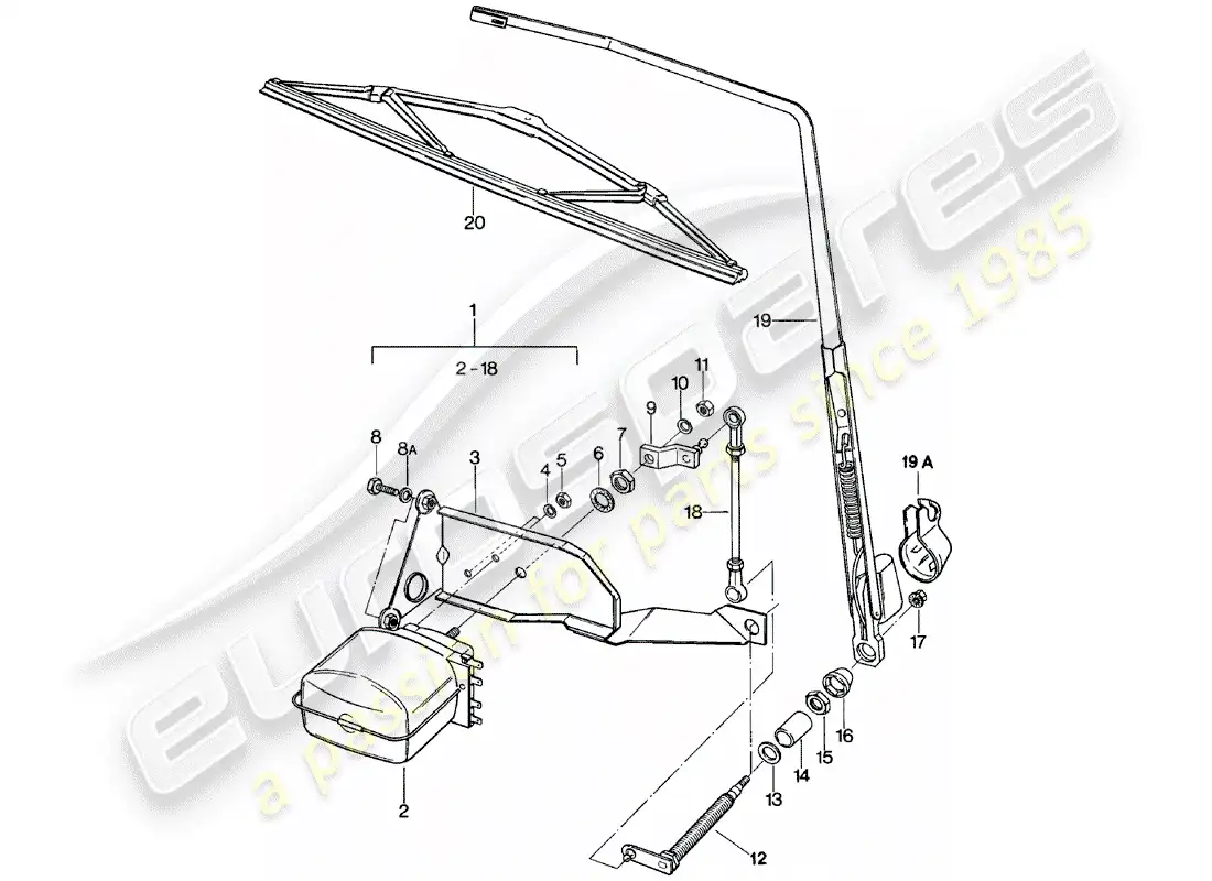 porsche 1981 (911) rear window wiper parts diagram