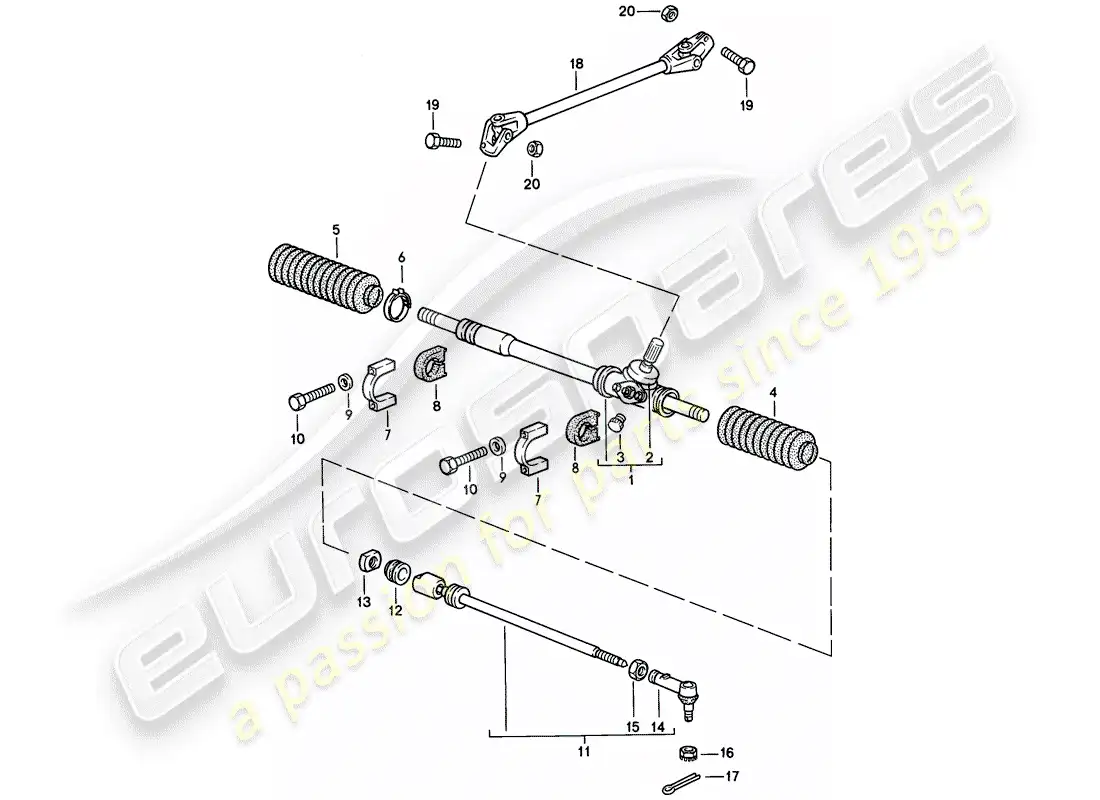 porsche 1983 (944) steering gear - steering track rod parts diagram
