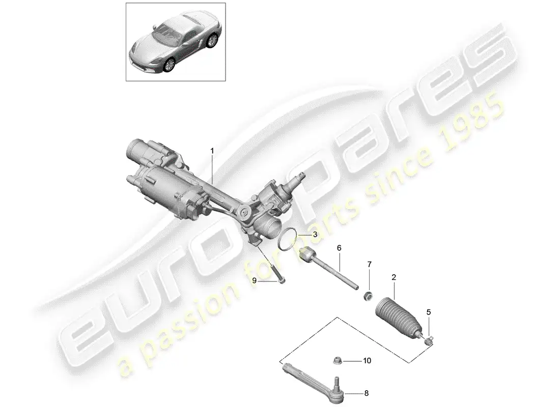 porsche 2019 (718 boxster) steering gear parts diagram