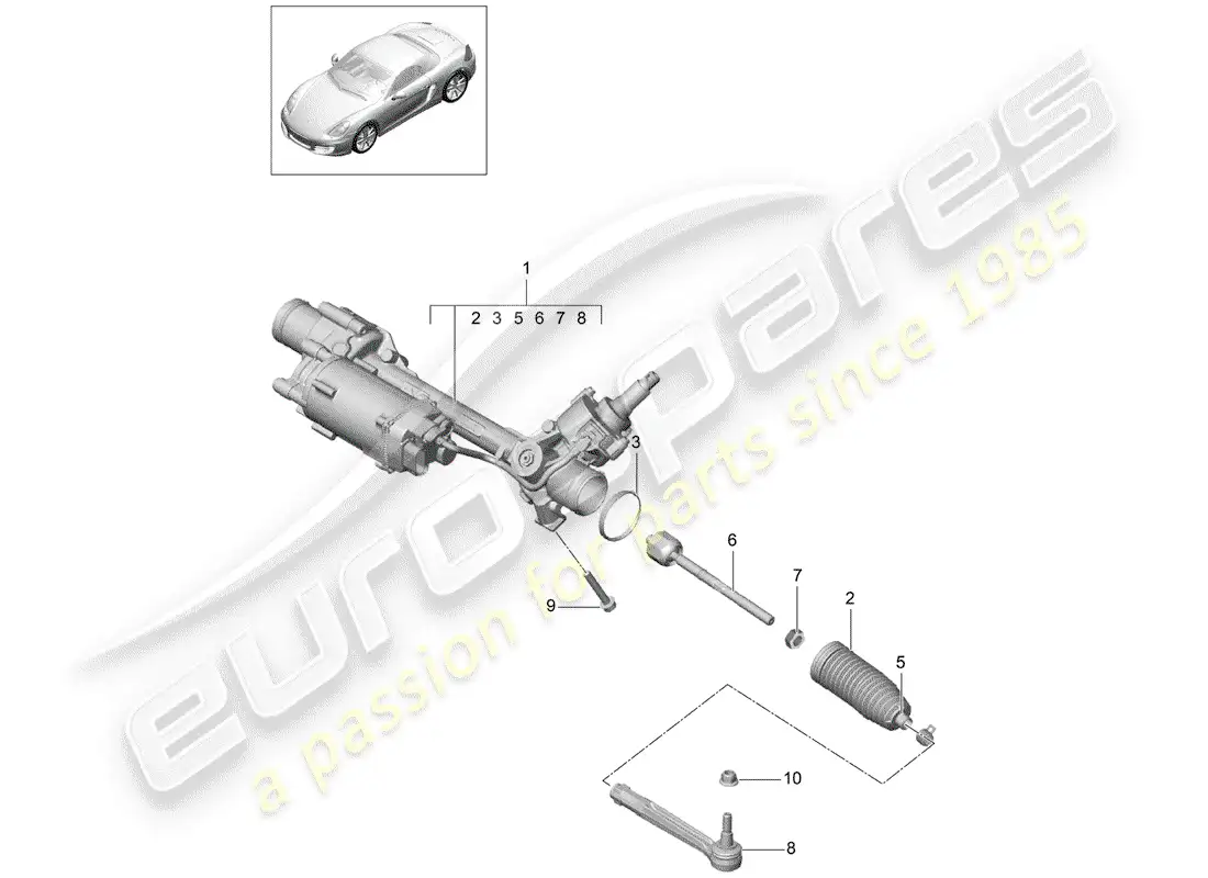 porsche 2014 (981 boxster) steering gear parts diagram