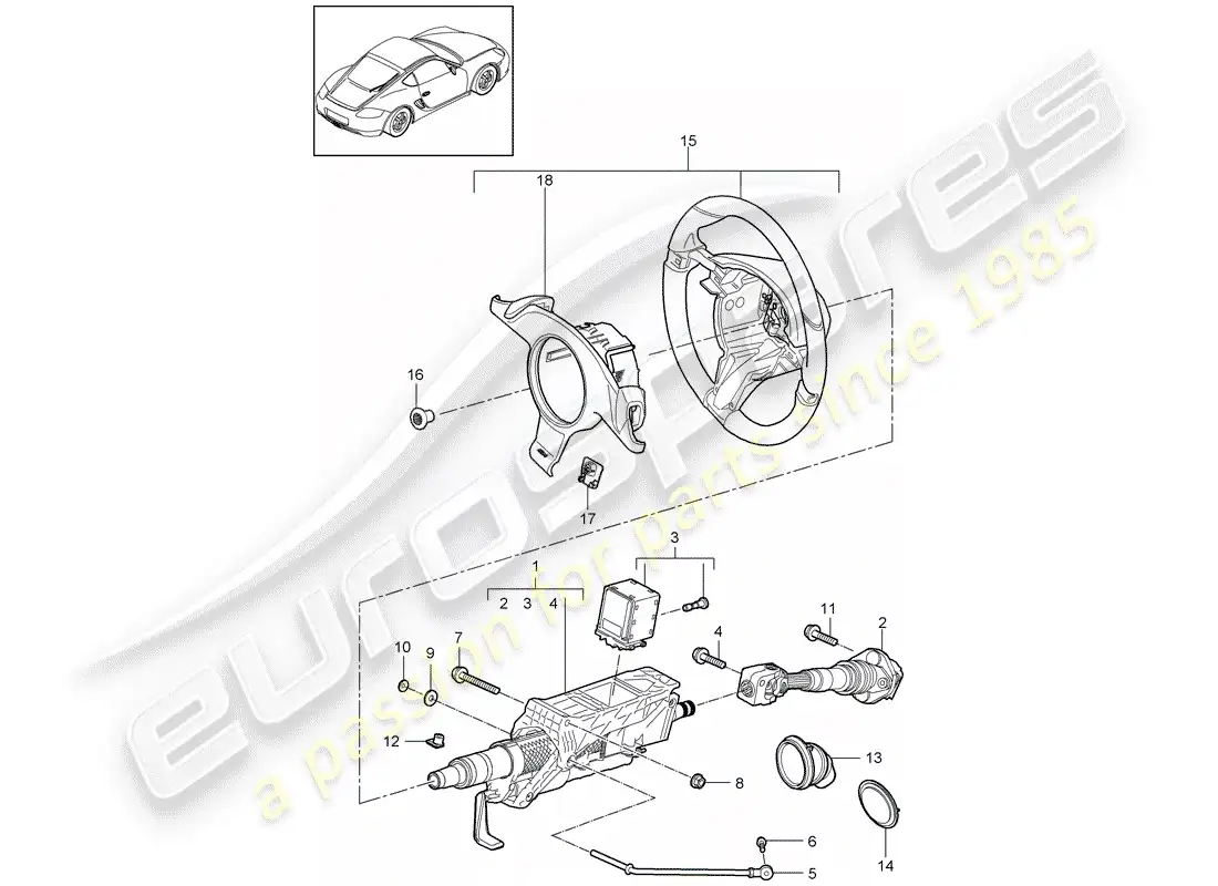 porsche 2012 (987 cayman) steering protective pipe parts diagram