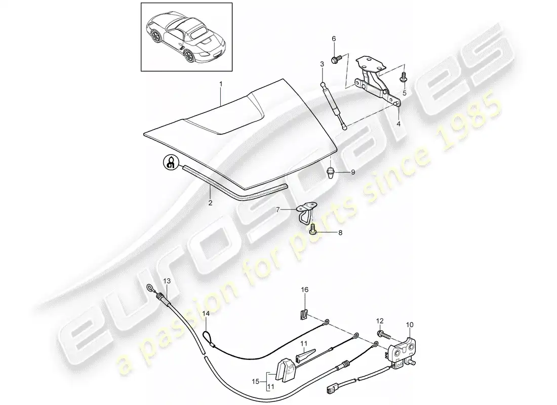 porsche 2009 (987 boxster) cover parts diagram
