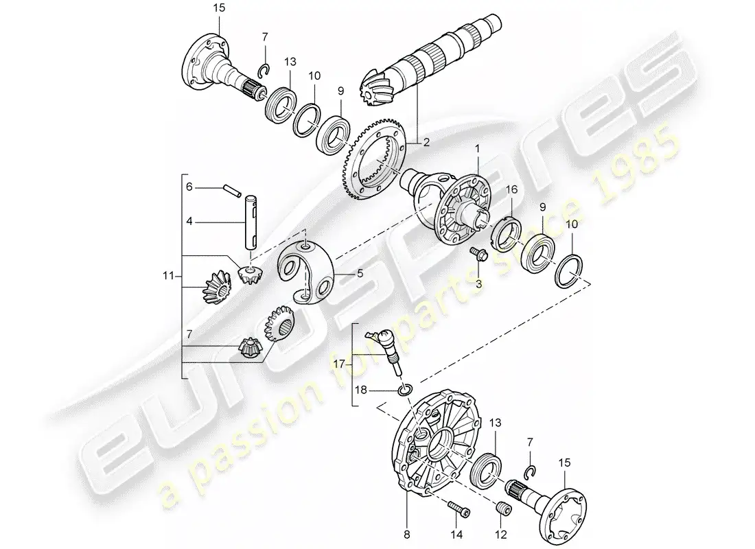 porsche 2007 (987 cayman) differential parts diagram