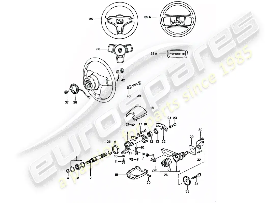 porsche 1986 (911) steering parts parts diagram