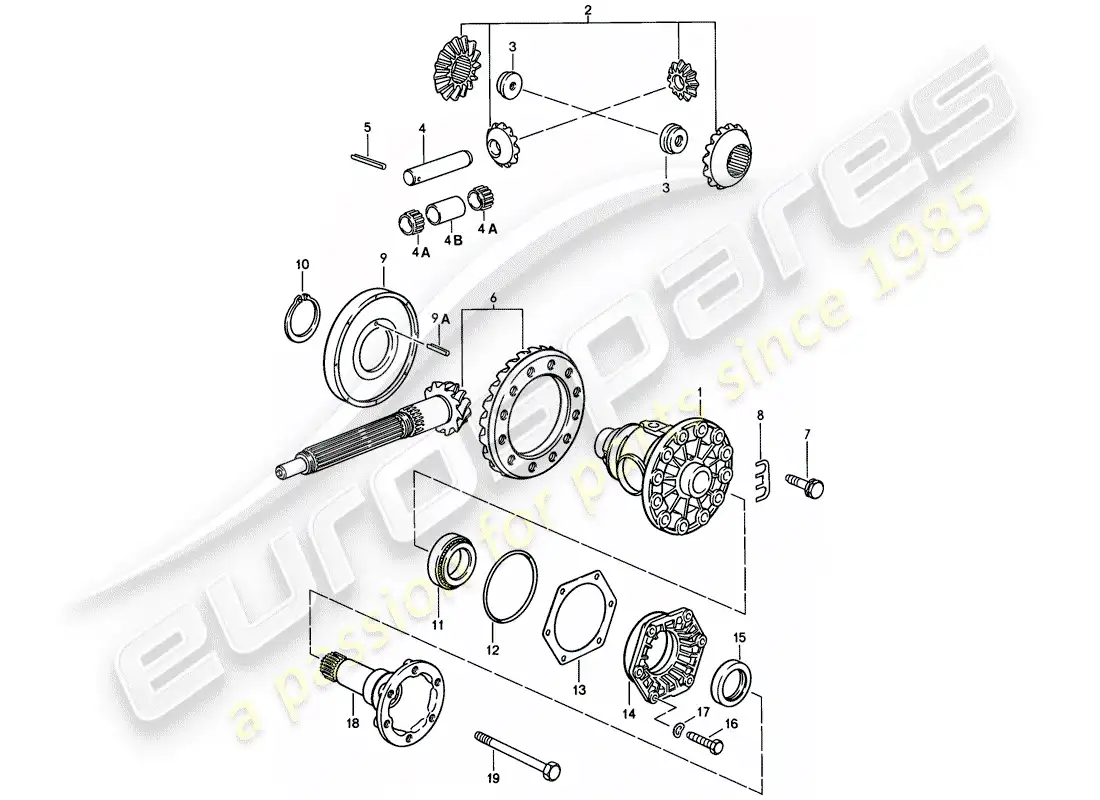 porsche 1986 (928) differential - manual gearbox - d >> - mj 1984 parts diagram