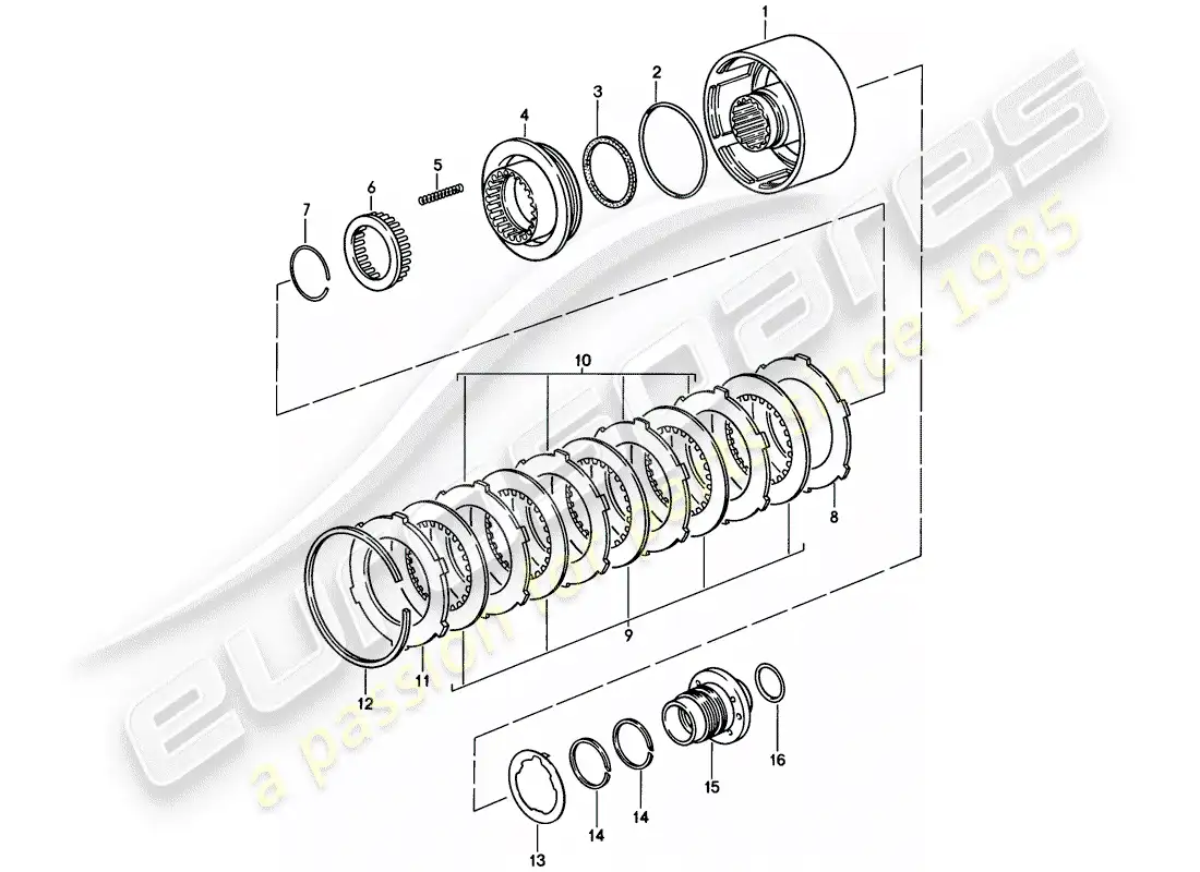 porsche 1983 (928) automatic transmission - clutch - k 2 parts diagram