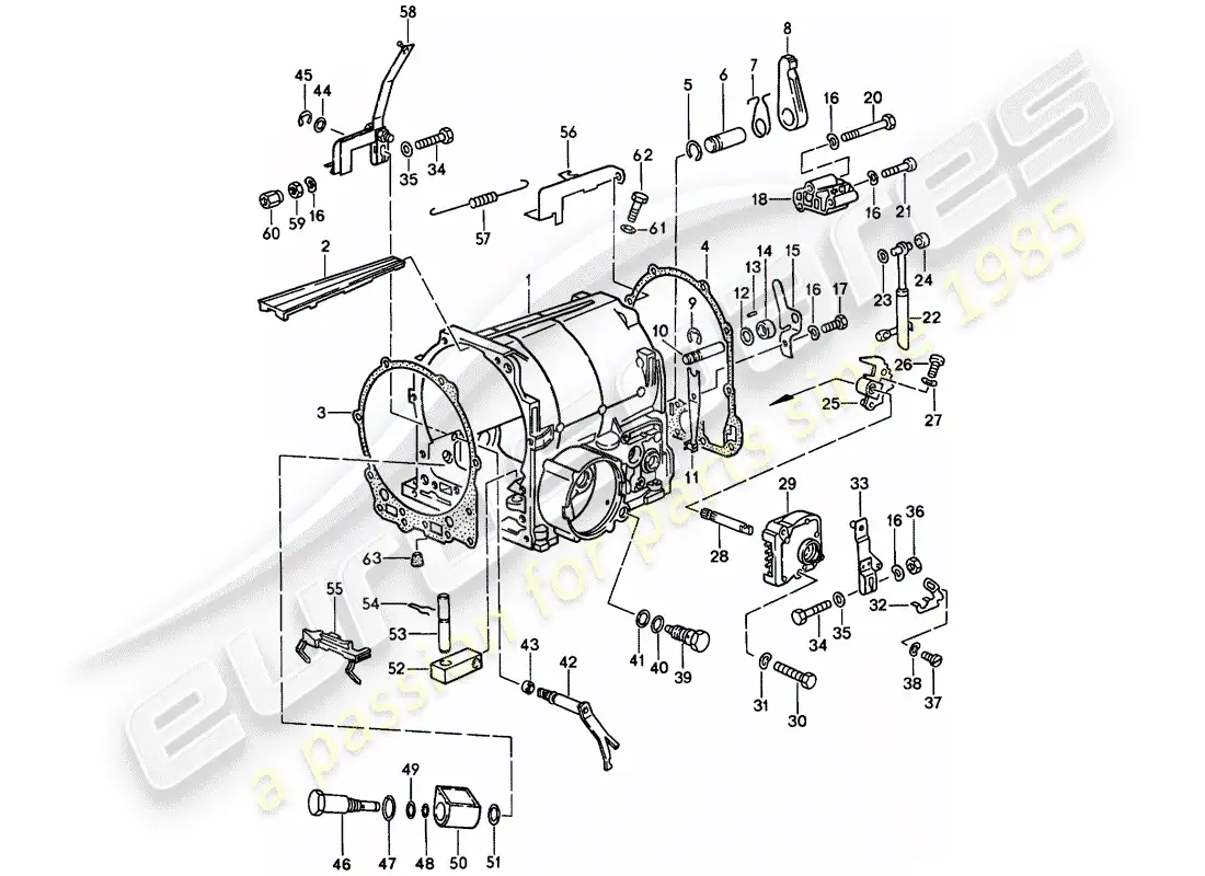 porsche 1982 (928) transmission case - 2 - automatic transmission parts diagram