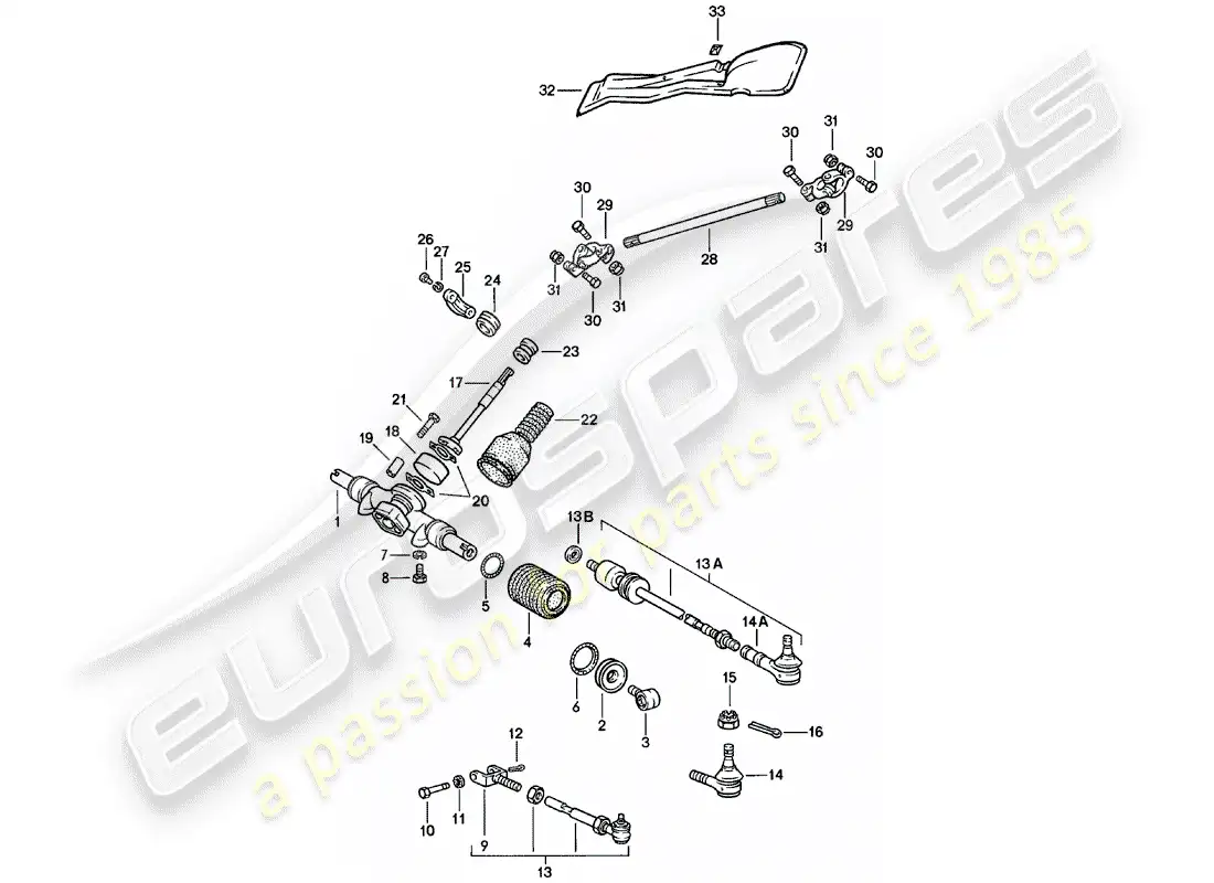 porsche 1982 (911) steering - accessories parts diagram