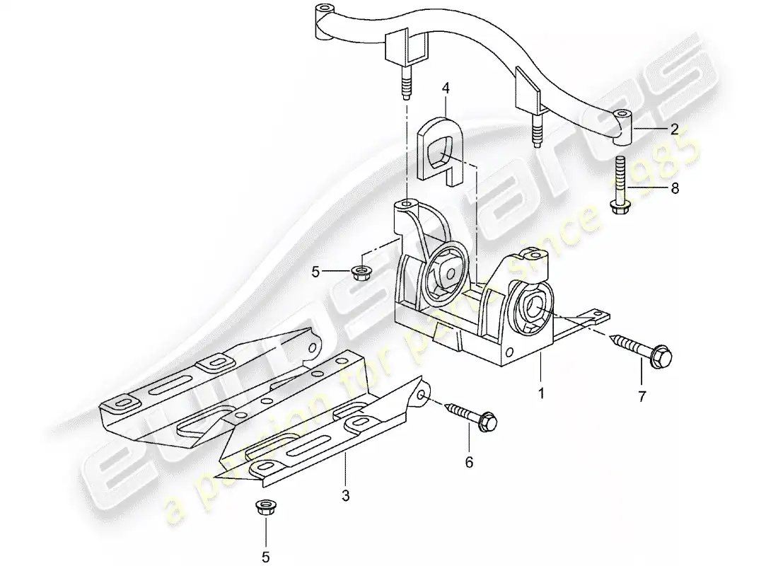 porsche 2001 (996 turbo / gt2) tiptronic - transmission suspension - and - mount - intermediate flange parts diagram