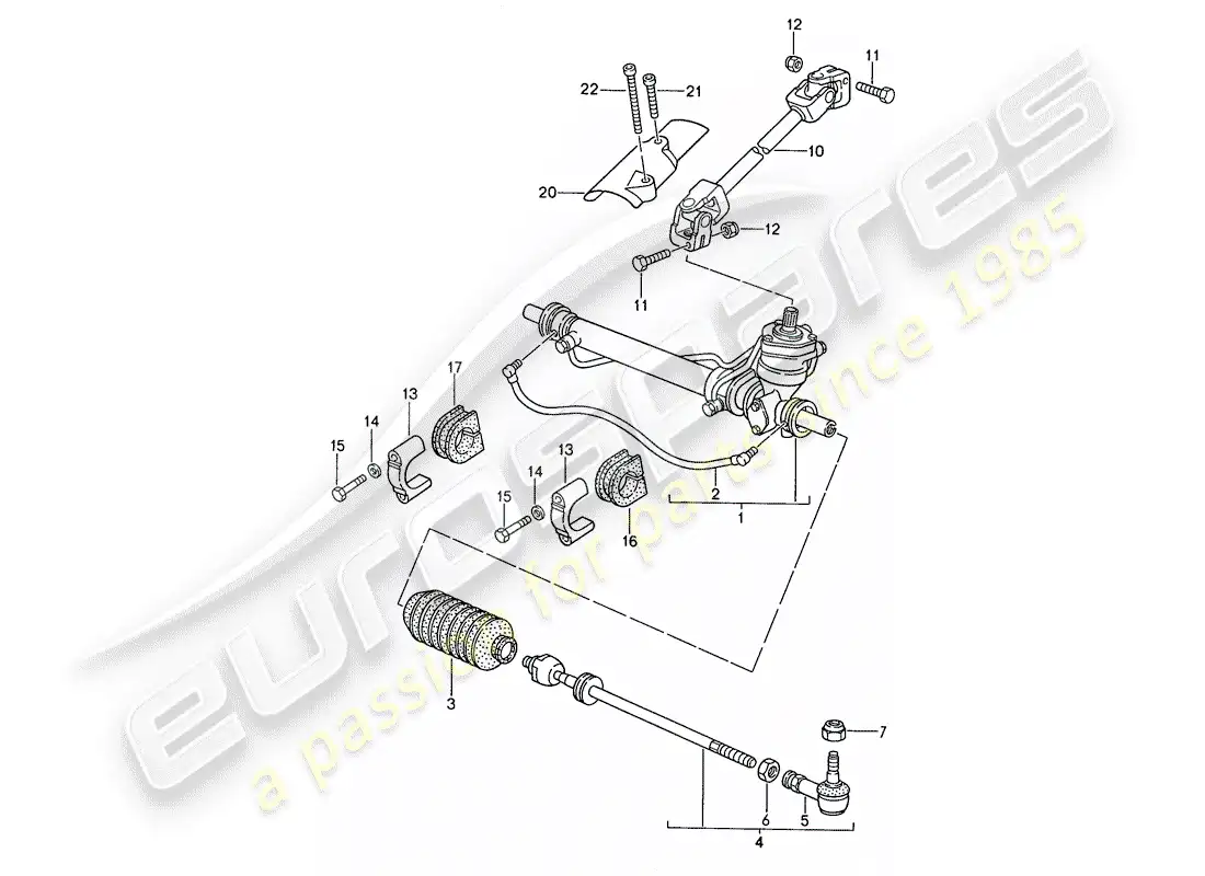 porsche 1989 (944) power steering - steering gear - steering track rod parts diagram