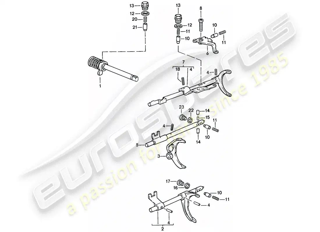 porsche 1988 (944) transmission control - - manual gearbox parts diagram