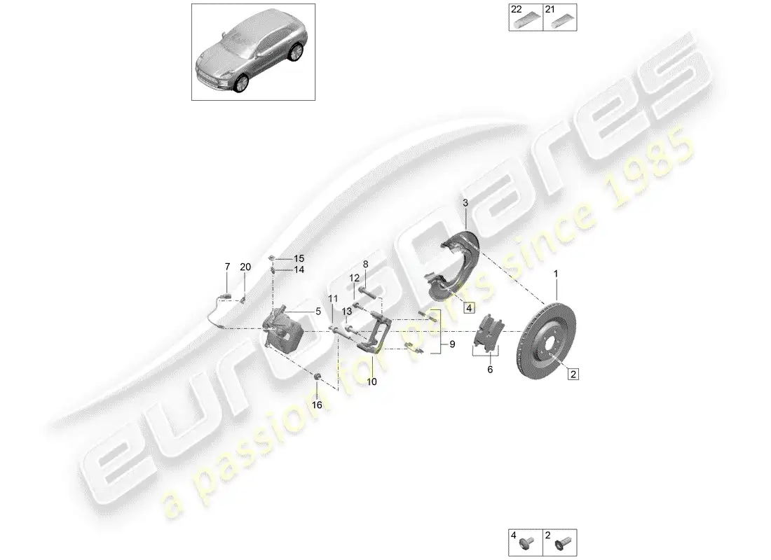 porsche 2019 (macan) disc brakes parts diagram