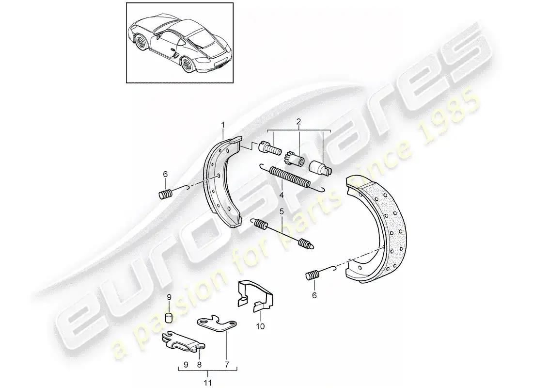porsche 2012 (987 cayman) handbrake parts diagram