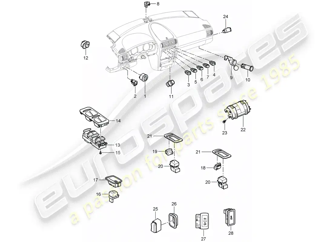porsche 2007 (cayenne e1 9pa) switch parts diagram