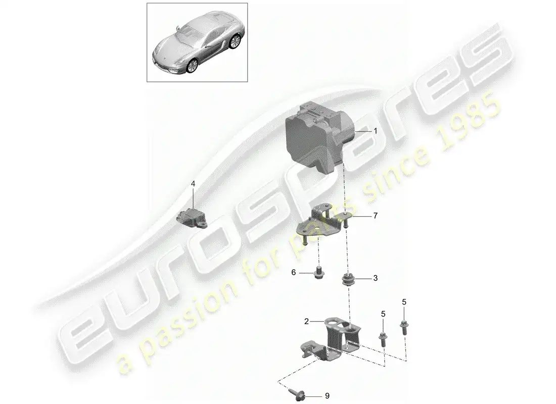 porsche 2016 (981 cayman) hydraulic unit parts diagram