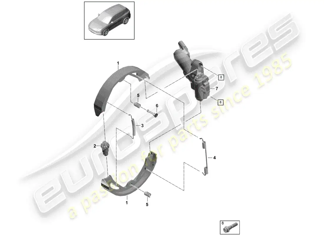 porsche 2020 (cayenne e3 9ya/9yb) parking brake part diagram