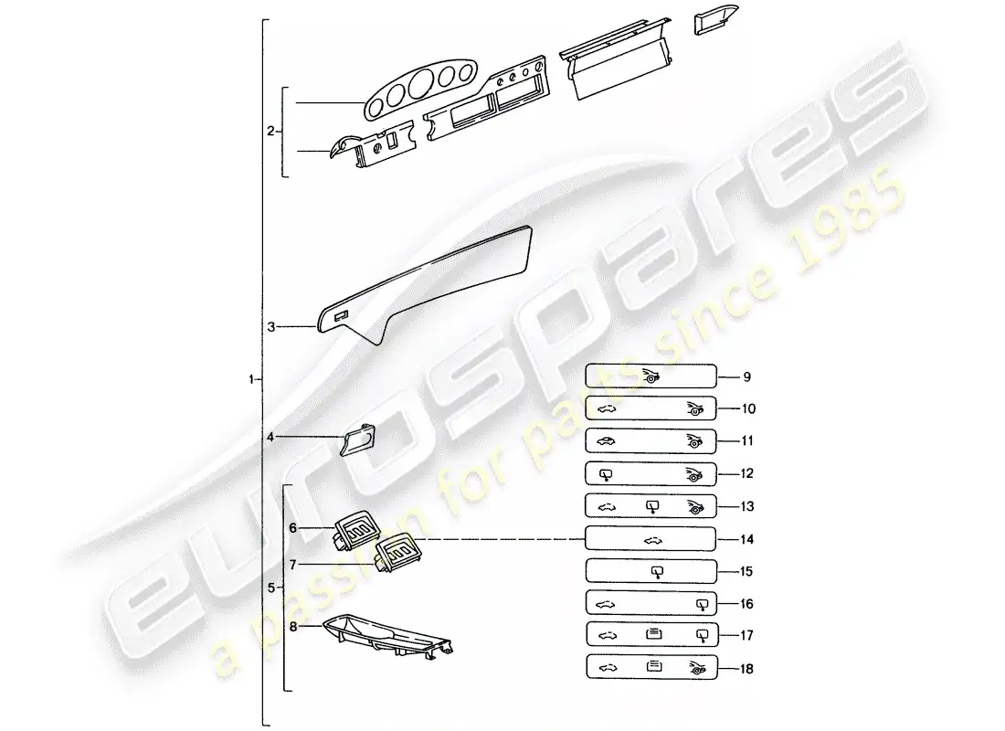 porsche 2009 (tequipment) passenger compartment parts diagram
