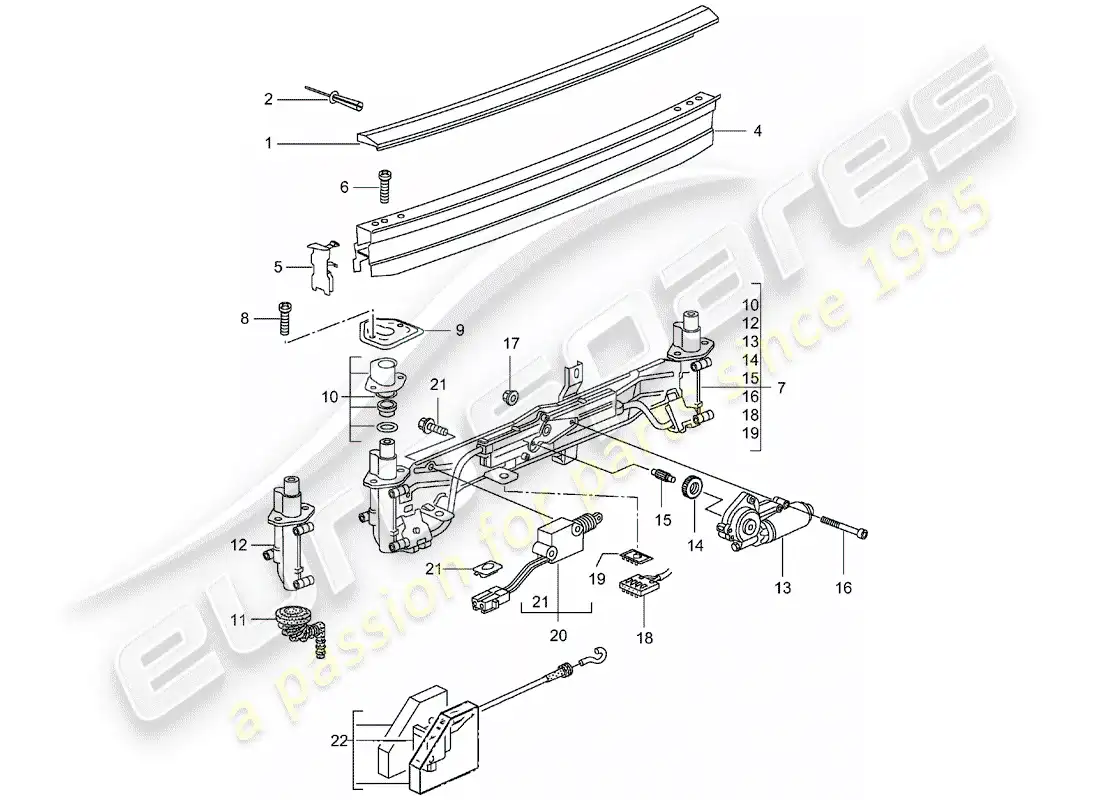 porsche 2001 (986 boxster) rear spoiler parts diagram