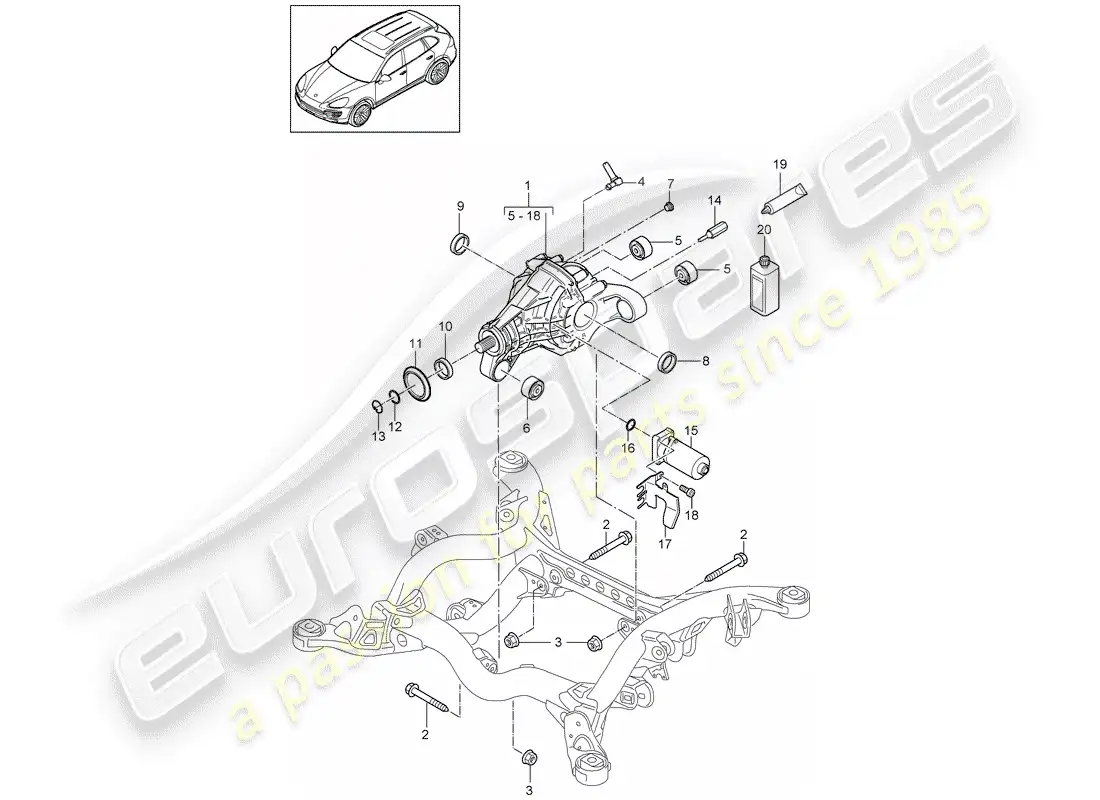 porsche 2016 (cayenne e2 92a) rear axle differential parts diagram