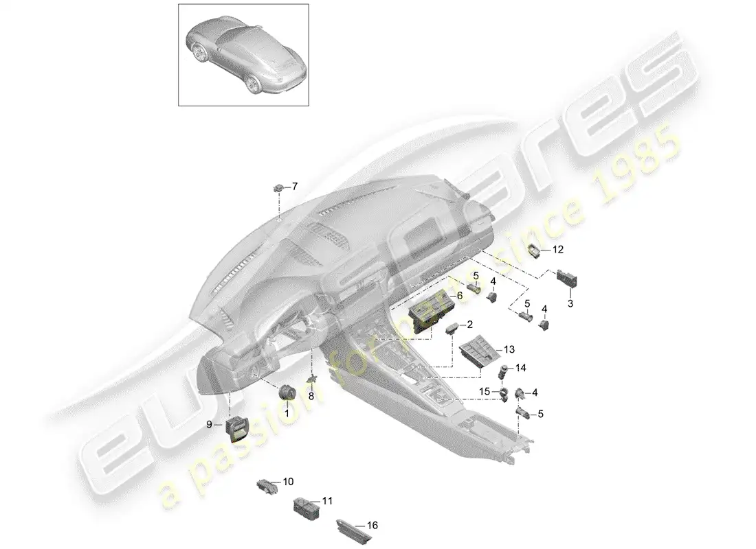porsche 2014 (991-1) switch parts diagram