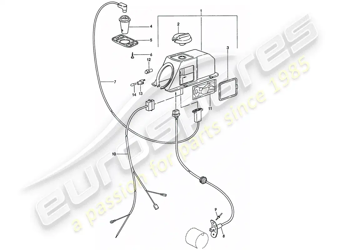 porsche 1974 (911) control mechanism - for - heater parts diagram