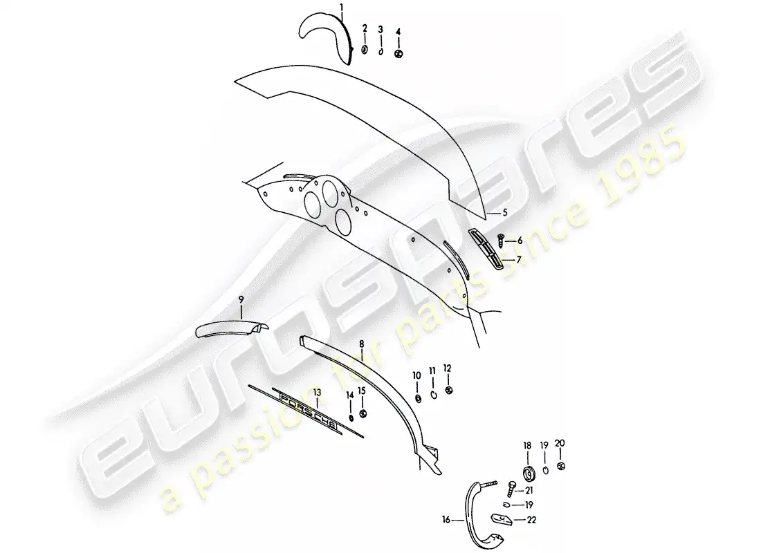 porsche 1964 (356b/356c) dashboard - accessories parts diagram