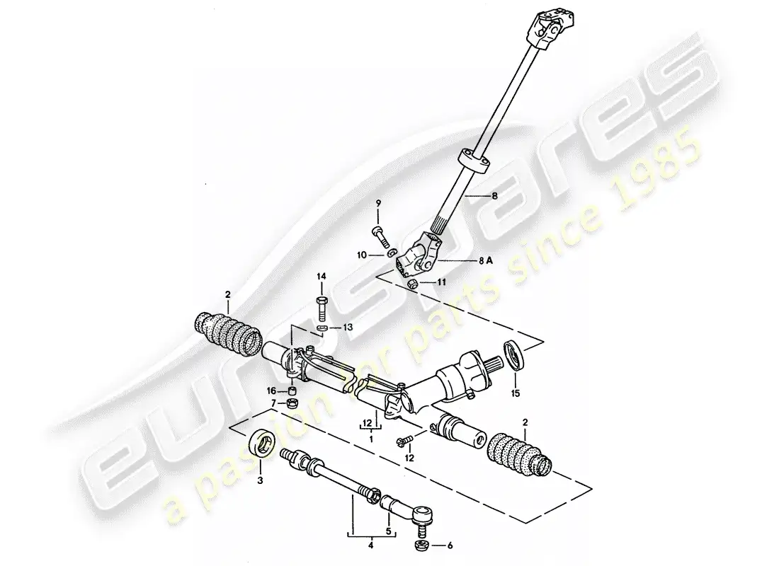 porsche 1995 (928) steering gear - steering track rod parts diagram