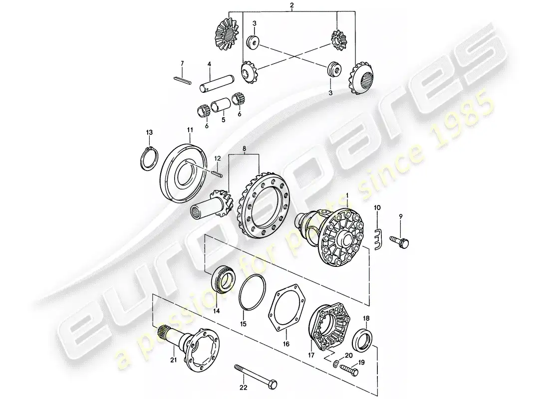 porsche 1983 (928) automatic transmission - differential - 2 parts diagram